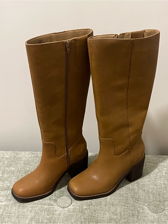 Crown Vintage Shoes - Crown Vintage Tall Leather Over-the-Knee Boots in Cognac Brown
